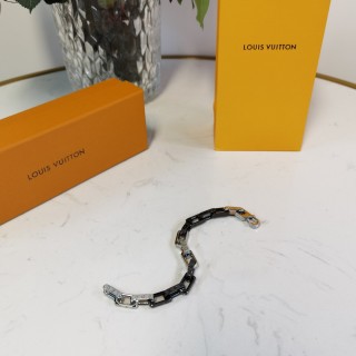 Louis Vuitton Monogram Chain Bracelet Black Silver view 2