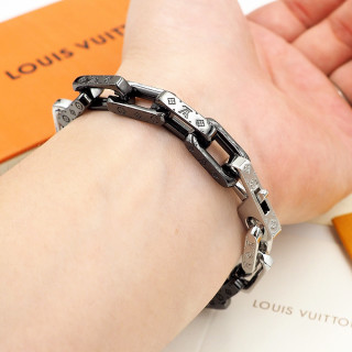 Louis Vuitton Monogram Chain Bracelet Black Silver view 6