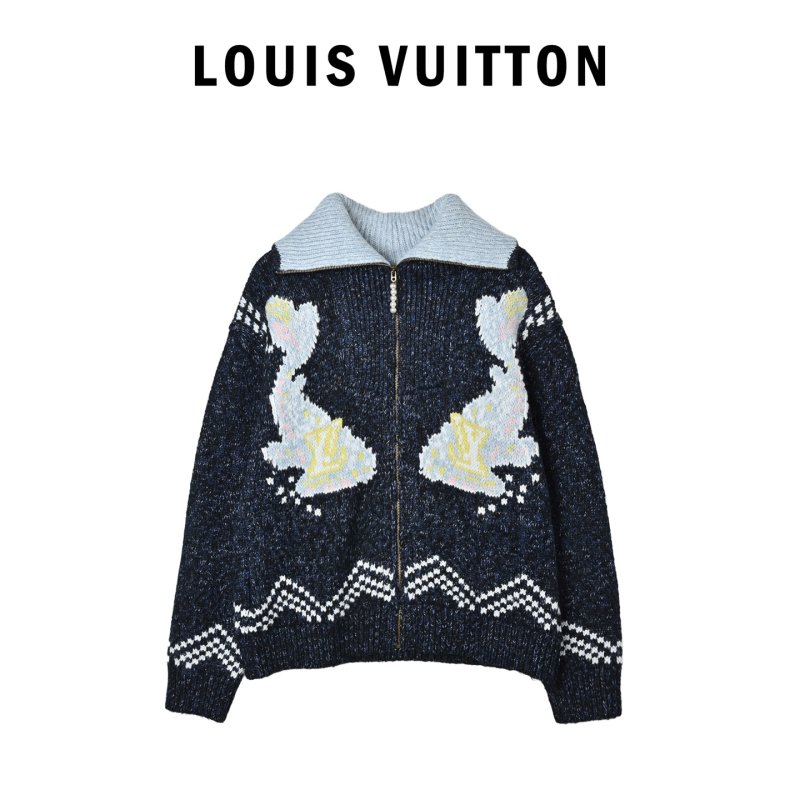 Black & Grey Heart Pattern Half-Zip Knit Sweater view