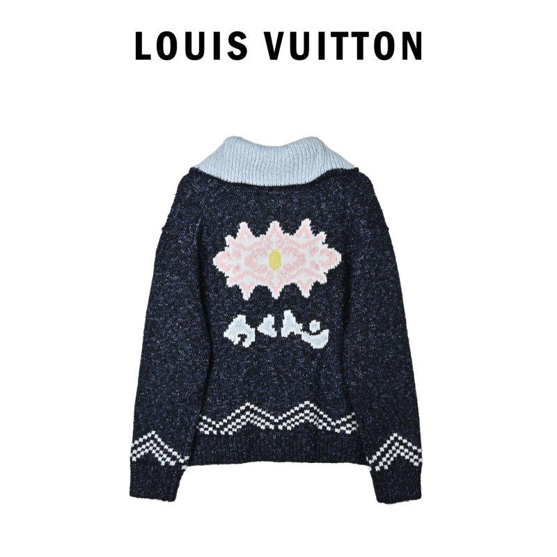 Black & Grey Heart Pattern Half-Zip Knit Sweater view