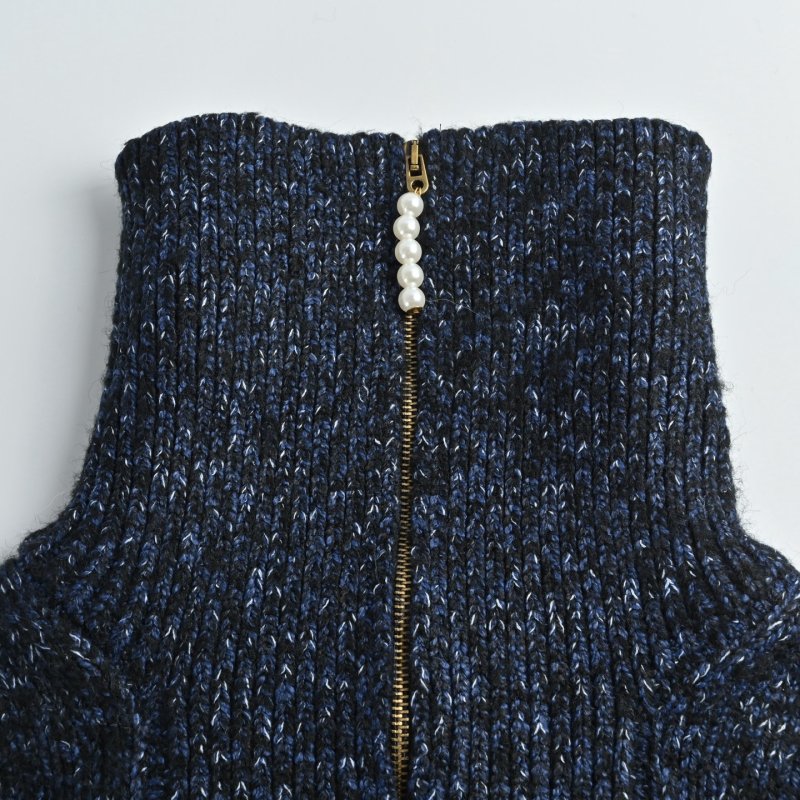 Black & Grey Heart Pattern Half-Zip Knit Sweater view
