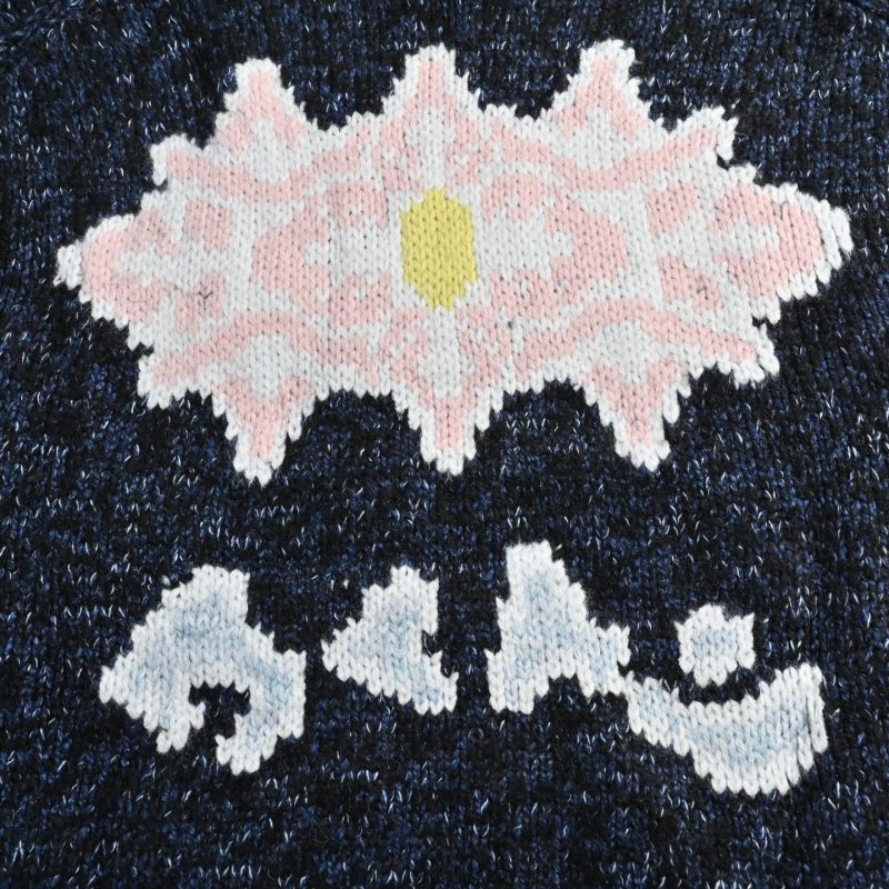Black & Grey Heart Pattern Half-Zip Knit Sweater view