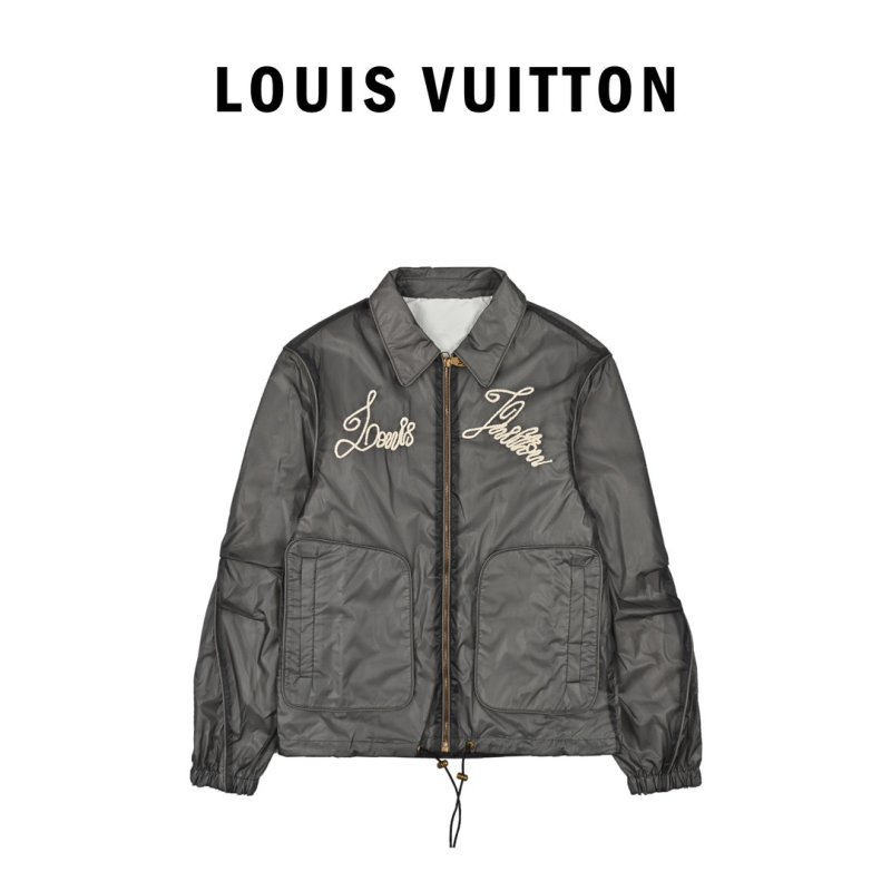 Black Nylon Windbreaker Jacket with Embroidered Logo view