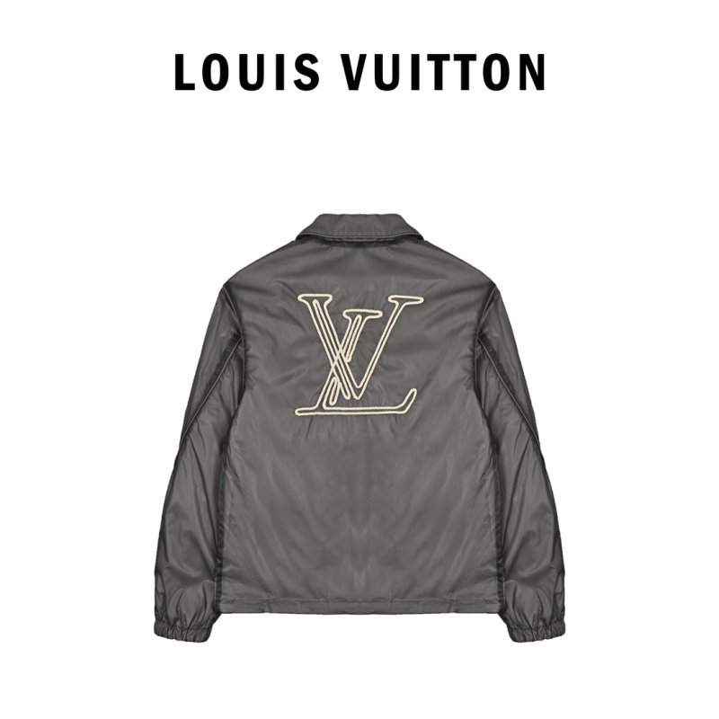 Black Nylon Windbreaker Jacket with Embroidered Logo view