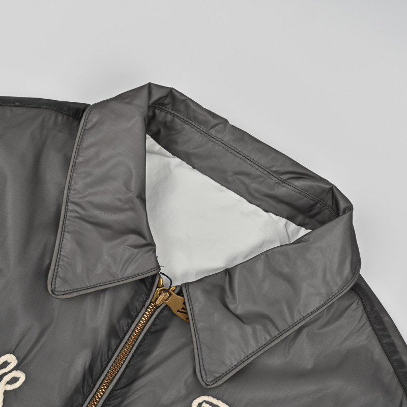 Black Nylon Windbreaker Jacket with Embroidered Logo view
