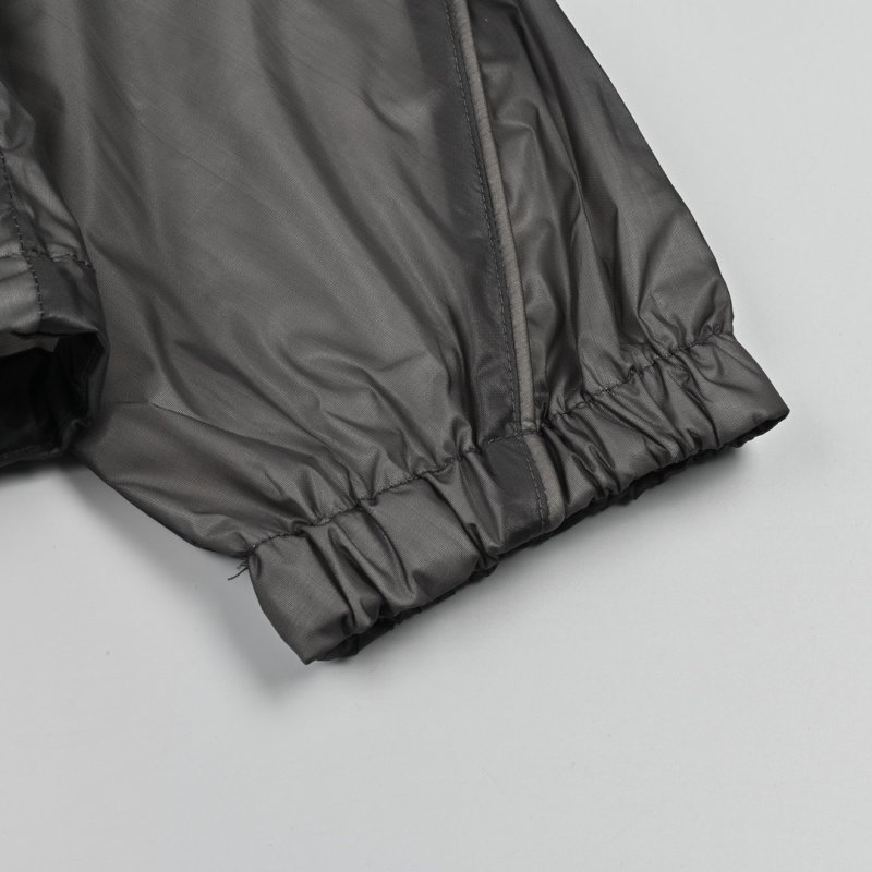 Black Nylon Windbreaker Jacket with Embroidered Logo view