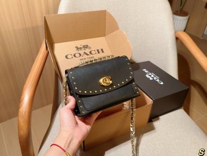 Coach Parker Studded Chain Shoulder Bag Black view 2