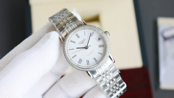 Longines Elegance Couples Series Silver Dial Steel Watch 39.5mm