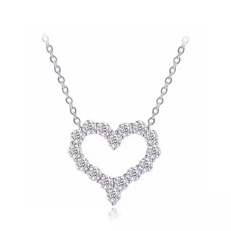 Tiffany & Co. Heart Diamond Pendant Necklace Silver