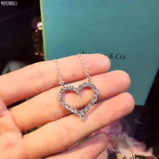Tiffany & Co. Heart Diamond Pendant Necklace Silver view 2