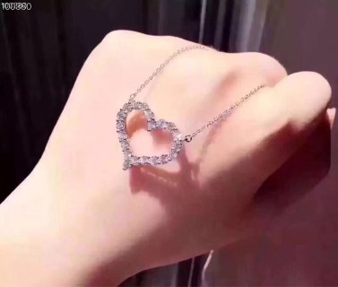 Tiffany & Co. Heart Diamond Pendant Necklace Silver view 3
