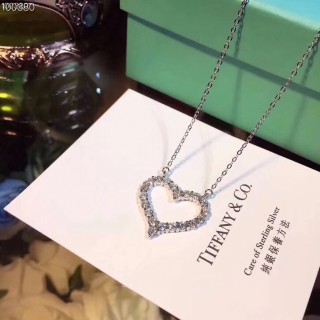 Tiffany & Co. Heart Diamond Pendant Necklace Silver view 4
