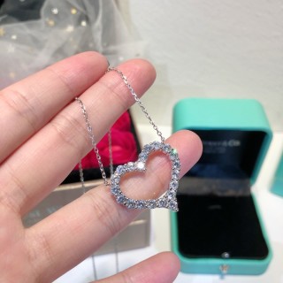 Tiffany & Co. Heart Diamond Pendant Necklace Silver view 6