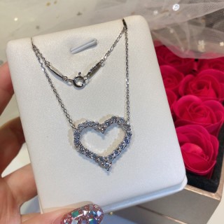 Tiffany & Co. Heart Diamond Pendant Necklace Silver view 7