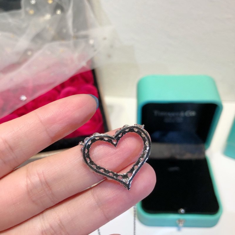 Tiffany & Co. Heart Diamond Pendant Necklace Silver view