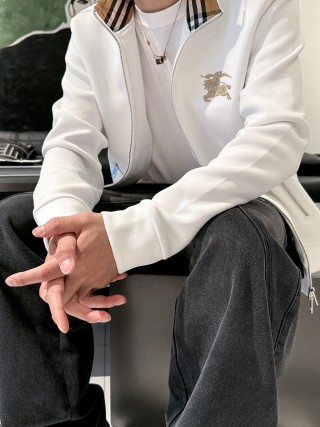 Burberry White Zip Track Jacket view 4