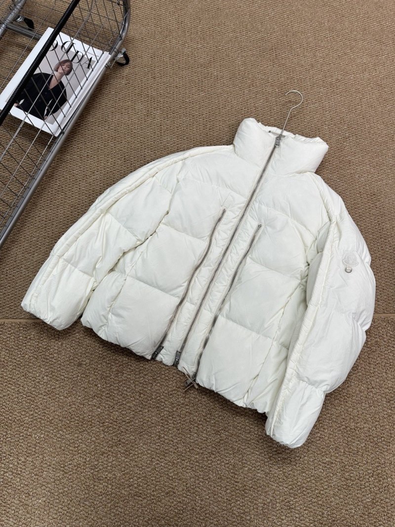White Puffer Down Jacket with Quilted Design