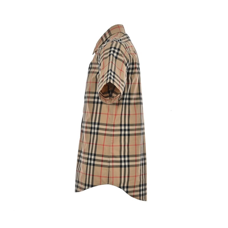 Burberry Tan Plaid Short-Sleeve Button-Up Shirt view