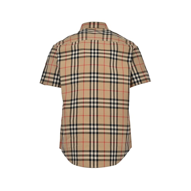 Burberry Tan Plaid Short-Sleeve Button-Up Shirt view