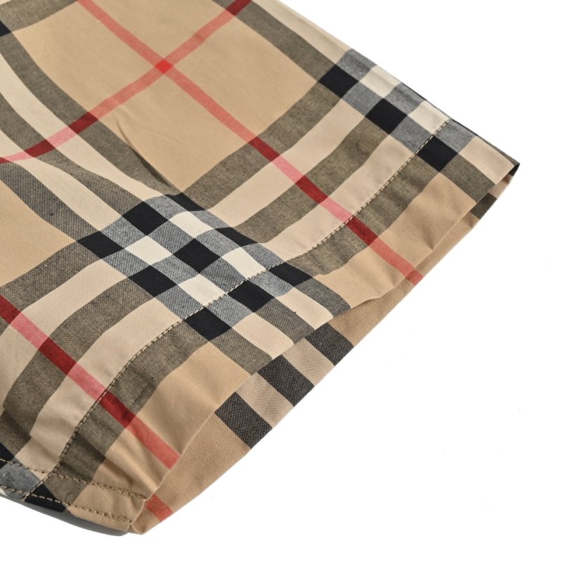 Burberry Tan Plaid Short-Sleeve Button-Up Shirt view