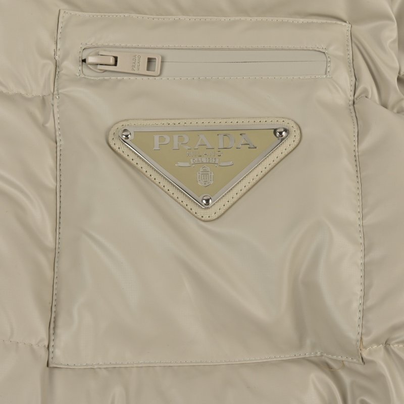 Prada Cream Down Puffer Jacket with Hood view