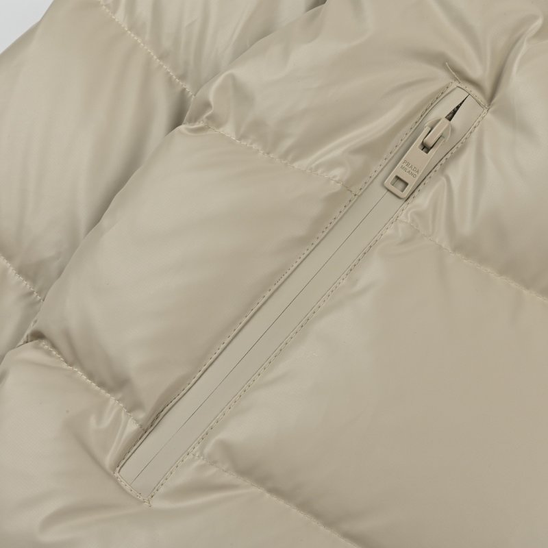 Prada Cream Down Puffer Jacket with Hood view