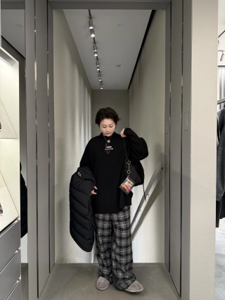 Black & Grey Plaid Wide-Leg Pants view 5
