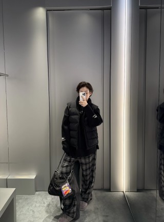 Black & Grey Plaid Wide-Leg Pants view 6