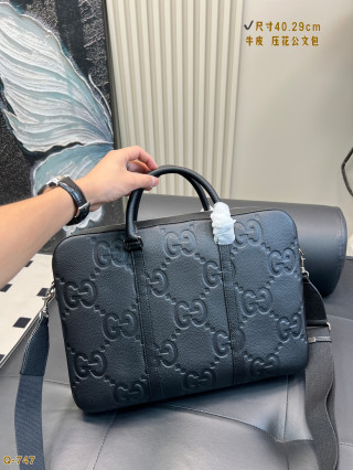 Gucci GG Embossed Black Leather Briefcase Bag view 2