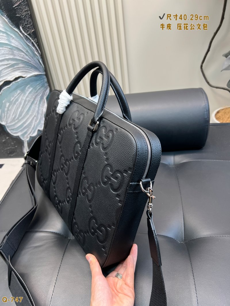 Gucci GG Embossed Black Leather Briefcase Bag view