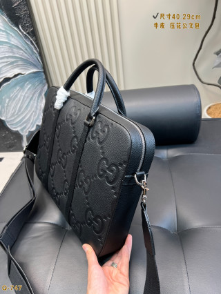Gucci GG Embossed Black Leather Briefcase Bag view 3