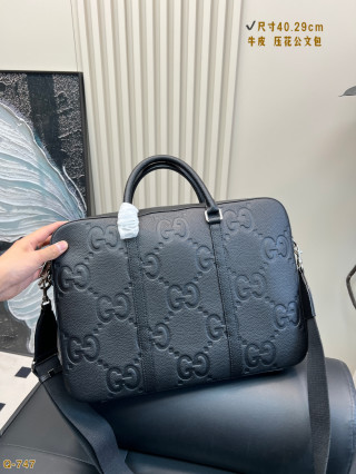 Gucci GG Embossed Black Leather Briefcase Bag view 4