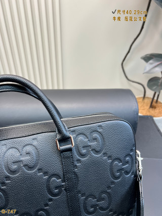 Gucci GG Embossed Black Leather Briefcase Bag view 5