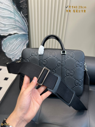 Gucci GG Embossed Black Leather Briefcase Bag view 6