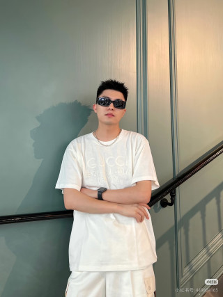 Cream Embossed Logo Short Sleeve T-Shirt view 3