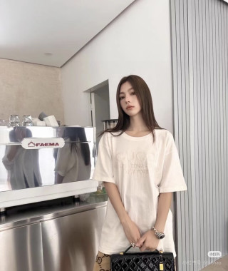 Cream Embossed Logo Short Sleeve T-Shirt view 4