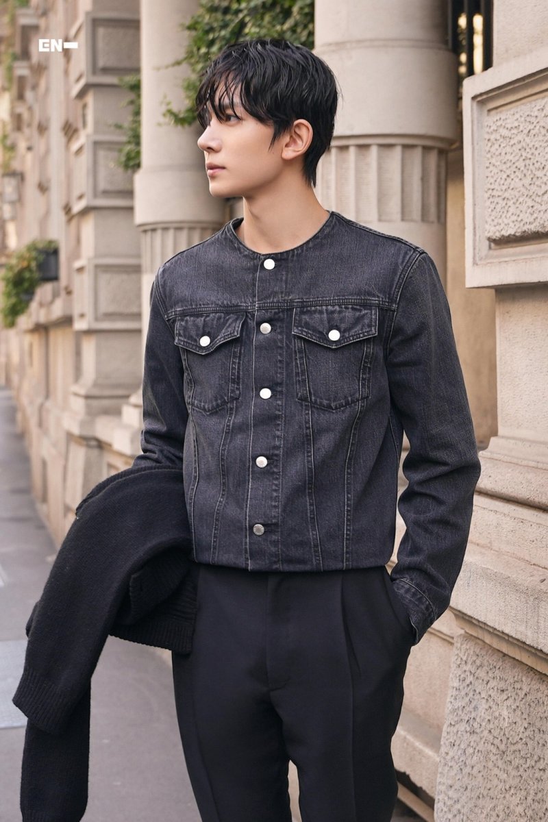 Black Denim Jacket - Classic Cropped Fit view
