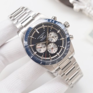 Longines Conquest Chronograph Black Dial Steel Watch 42mm view 2