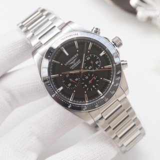 Longines Conquest Chronograph Black Dial Steel Watch 42mm view 3