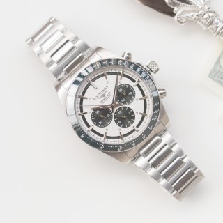Longines Conquest Chronograph Black Dial Steel Watch 42mm view 5