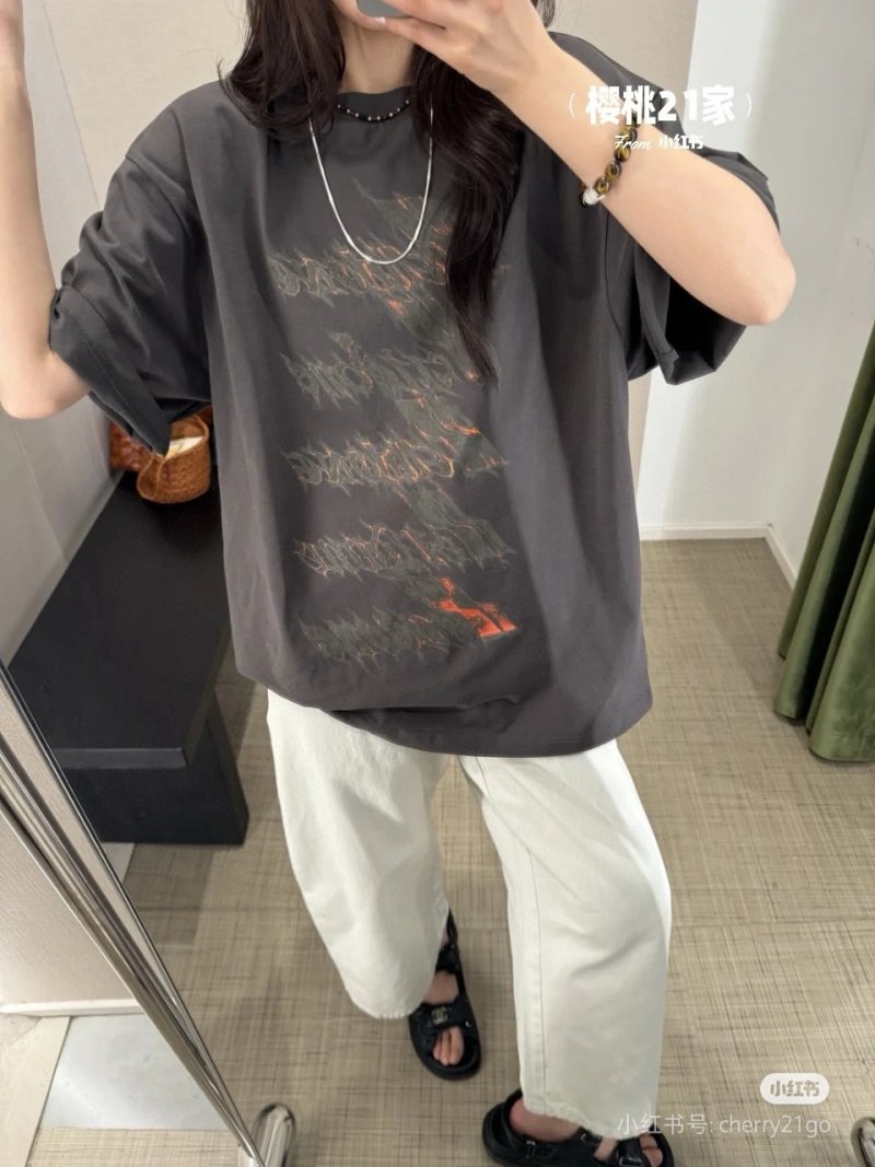 Charcoal Graphic Text Print Oversized T-Shirt view