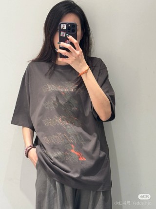 Charcoal Graphic Text Print Oversized T-Shirt view 9