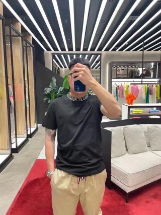Dior Black Crew Neck T-Shirt with Collar Logo view 5