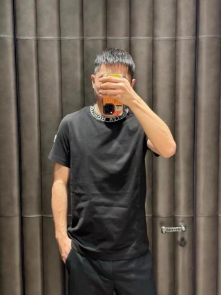 Dior Black Crew Neck T-Shirt with Collar Logo view 6