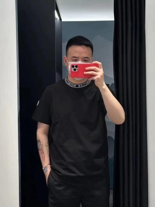 Dior Black Crew Neck T-Shirt with Collar Logo view 7