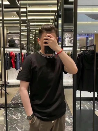 Dior Black Crew Neck T-Shirt with Collar Logo view 8