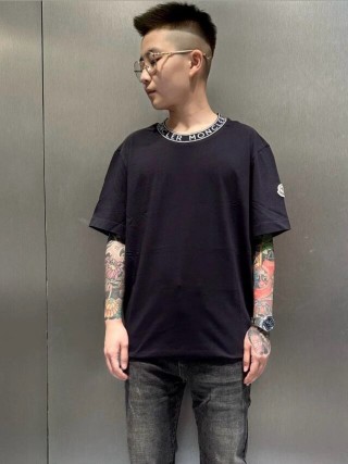 Dior Black Crew Neck T-Shirt with Collar Logo view 9
