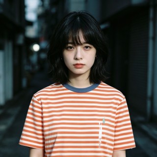 Orange & White Striped Short Sleeve T-Shirt view 4