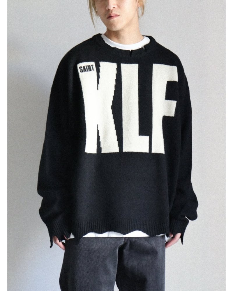 Saint Michael KLF Collaboration Distressed Wool Sweater Black view
