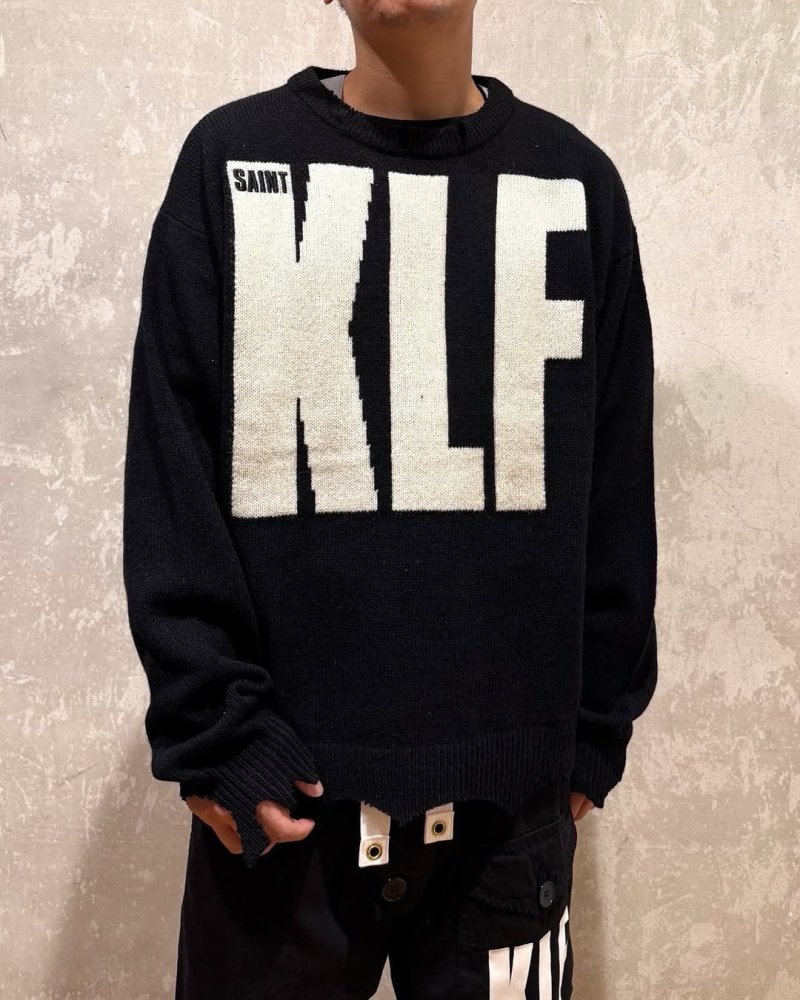 Saint Michael KLF Collaboration Distressed Wool Sweater Black view